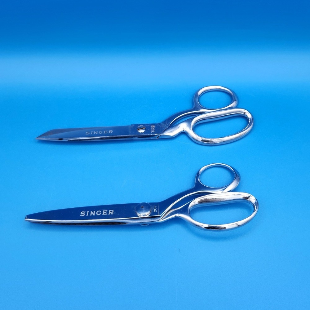 Vintage Singer 7-1/2" Pinking # 207 and 8" Shear # 708H Scissors